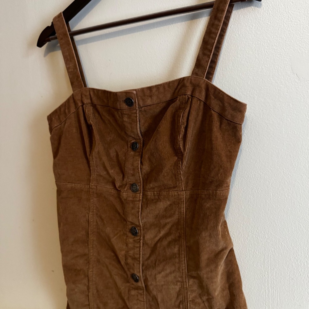 hollister brown dress Women's Sz M Corduroy Button Front Mini Fall Layers this maxi